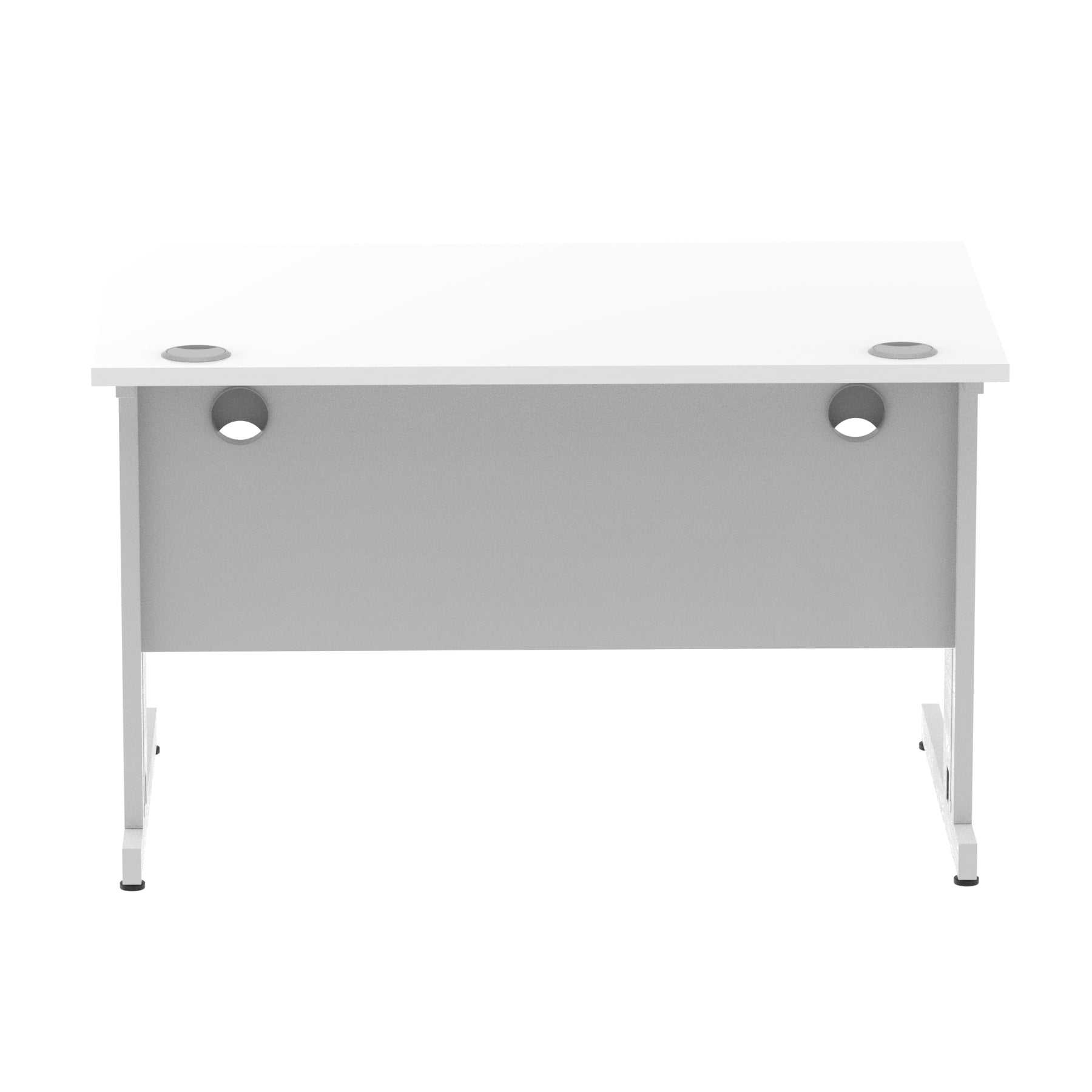 Impulse 1200mm Straight Desk with Cable Managed Leg - MFC Rectangular Table, Self-Assembly, 5-Year Guarantee, Silver/White Frame (1200x800x730mm)