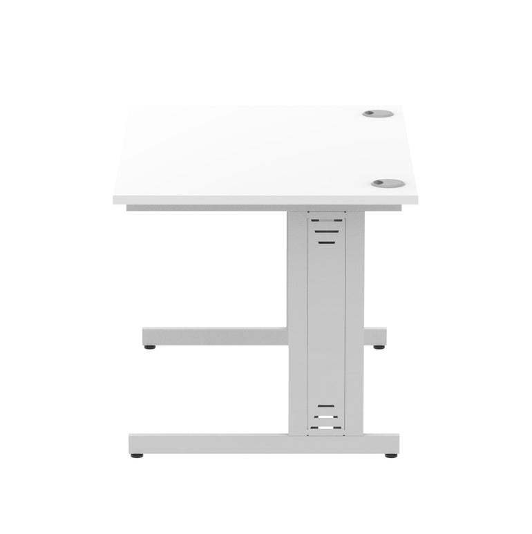 Impulse 1200mm Straight Desk with Cable Managed Leg - MFC Rectangular Table, Self-Assembly, 5-Year Guarantee, Silver/White Frame (1200x800x730mm)