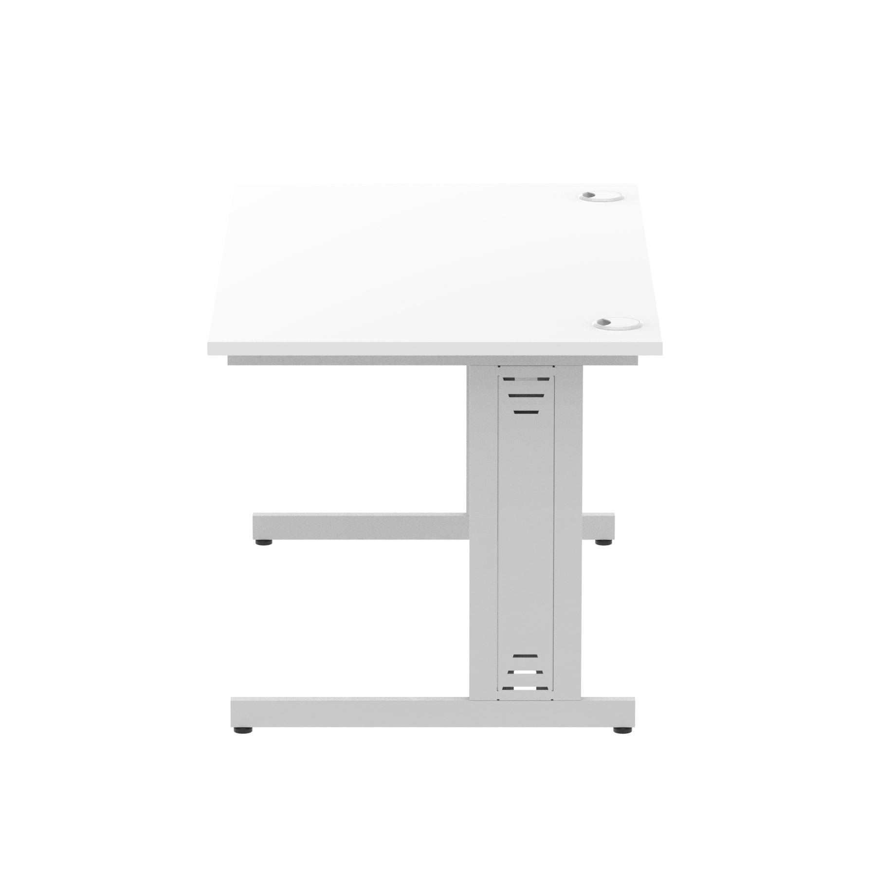 Impulse 1400mm Straight Desk with Cable Managed Leg - MFC Rectangular Table, 5-Year Guarantee, Self-Assembly, 1400x800mm Top, Silver/White Frame