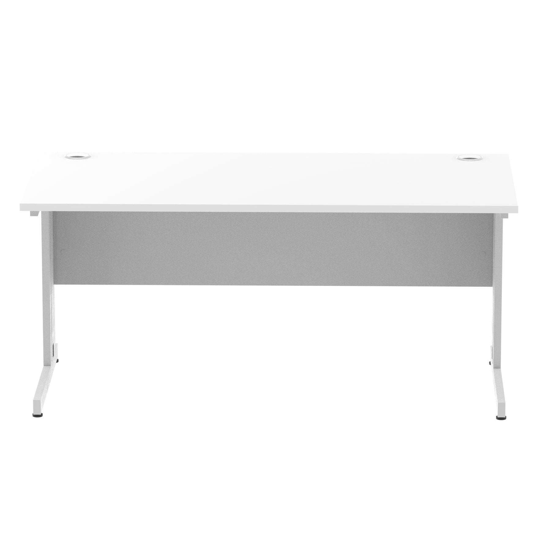 Impulse 1600mm Straight Desk with Cable Managed Leg - MFC Rectangular Table, 1600x800, Silver/White Frame, 5-Year Guarantee