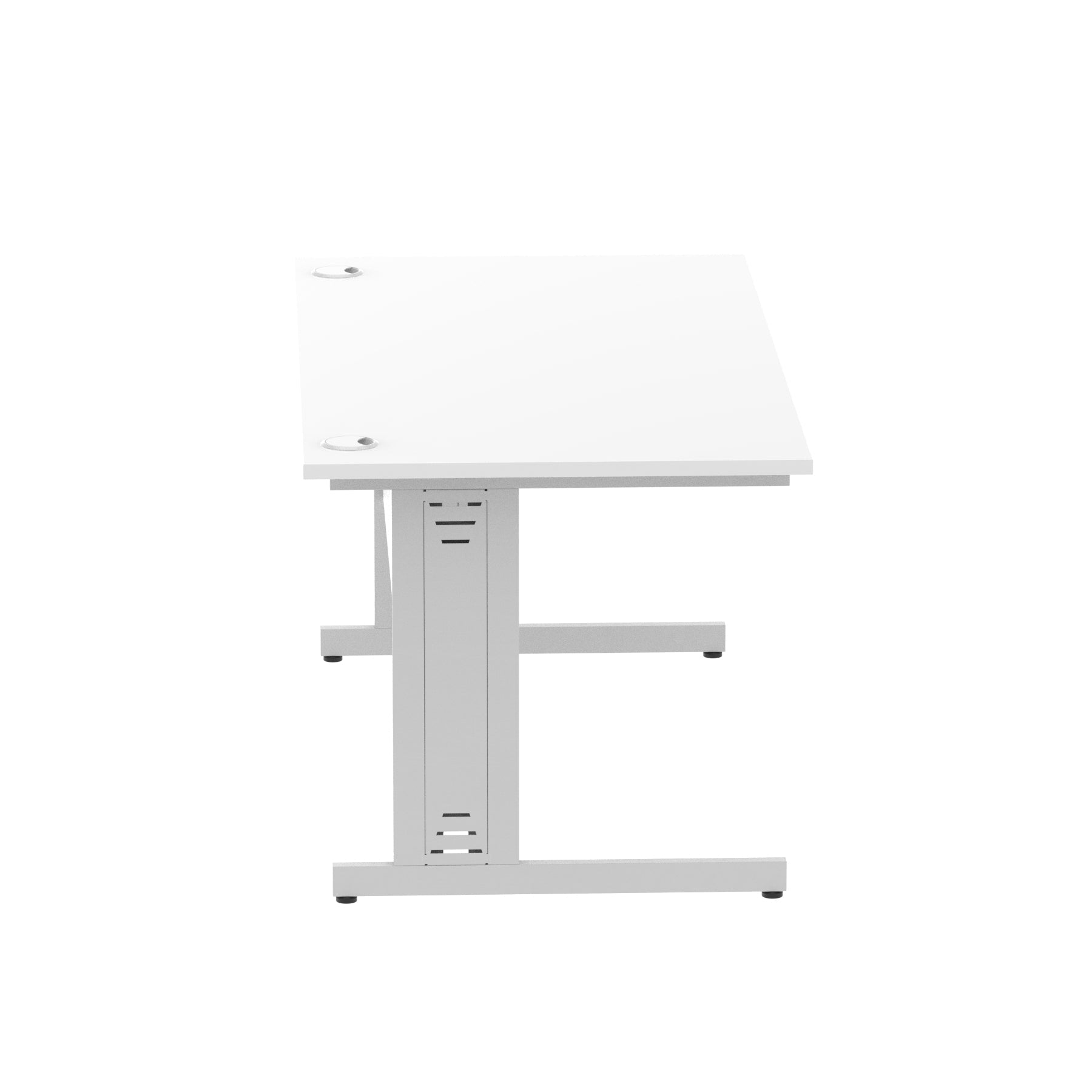Impulse 1600mm Straight Desk with Cable Managed Leg - MFC Rectangular Table, 1600x800, Silver/White Frame, 5-Year Guarantee