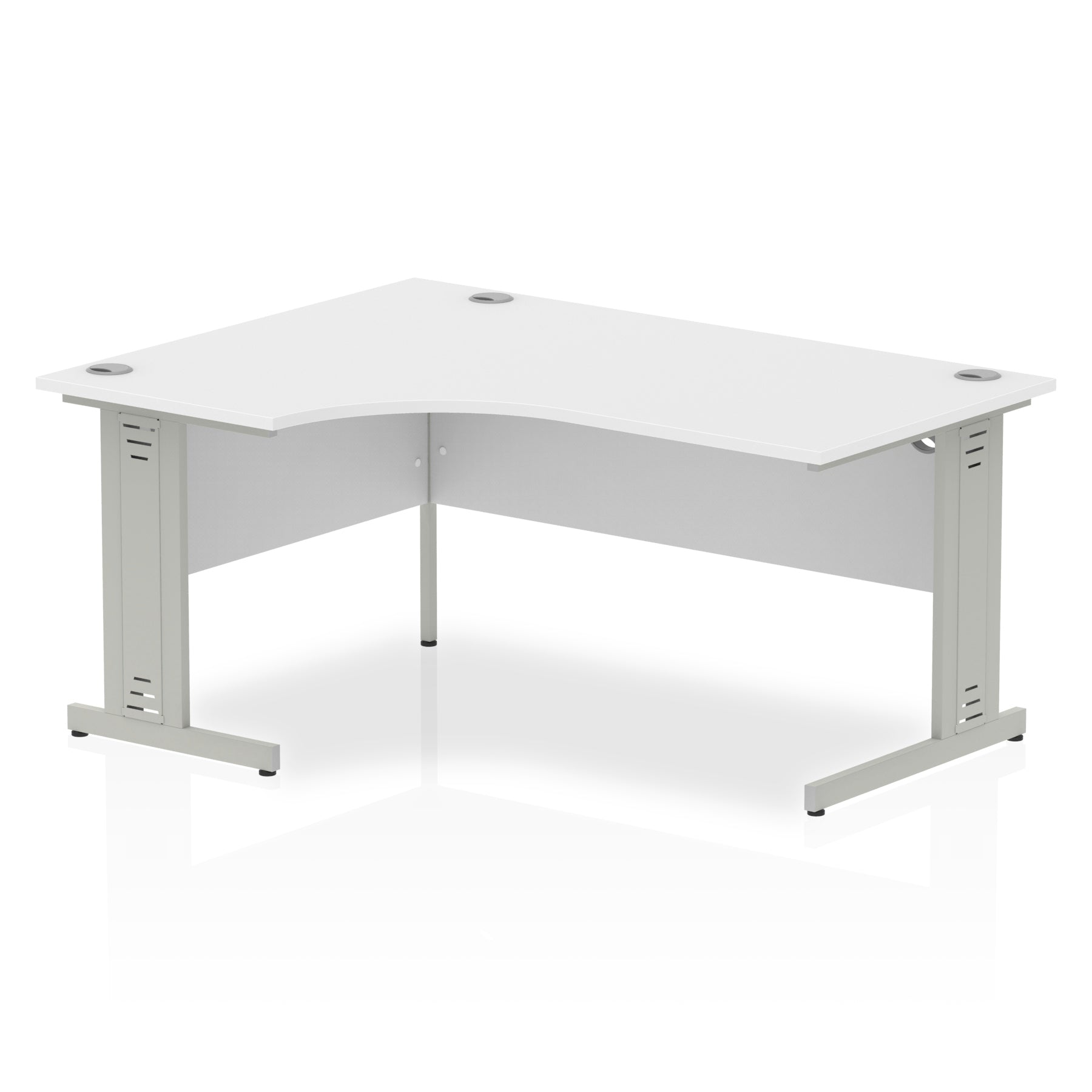 Dynasty Freestanding Corner Desk | Cable Managed Leg | Sturdy & Weather Resistant | 1600mm Left Crescent | Melamine Finish