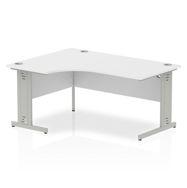 Dynasty Freestanding Corner Desk | Cable Managed Leg | Sturdy & Weather Resistant | 1600mm Left Crescent | Melamine Finish