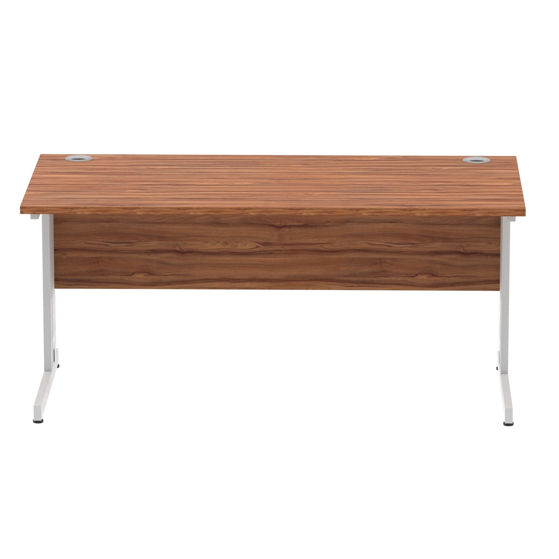 Impulse 1600mm Straight Desk with Cable Managed Leg - MFC Rectangular Table, 1600x800, Silver/White Frame, 5-Year Guarantee