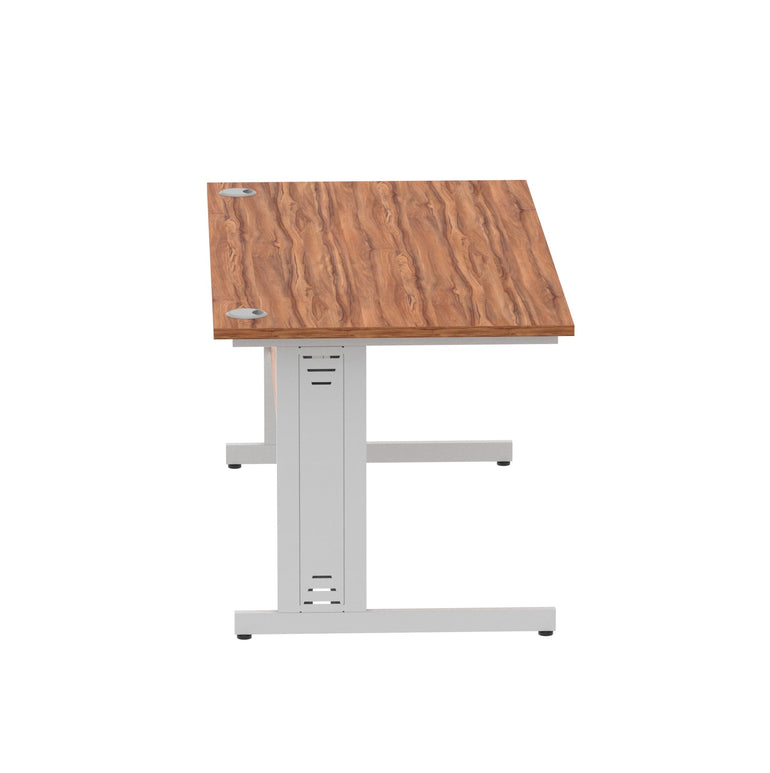 Impulse 1600mm Straight Desk with Cable Managed Leg - MFC Rectangular Table, 1600x800, Silver/White Frame, 5-Year Guarantee