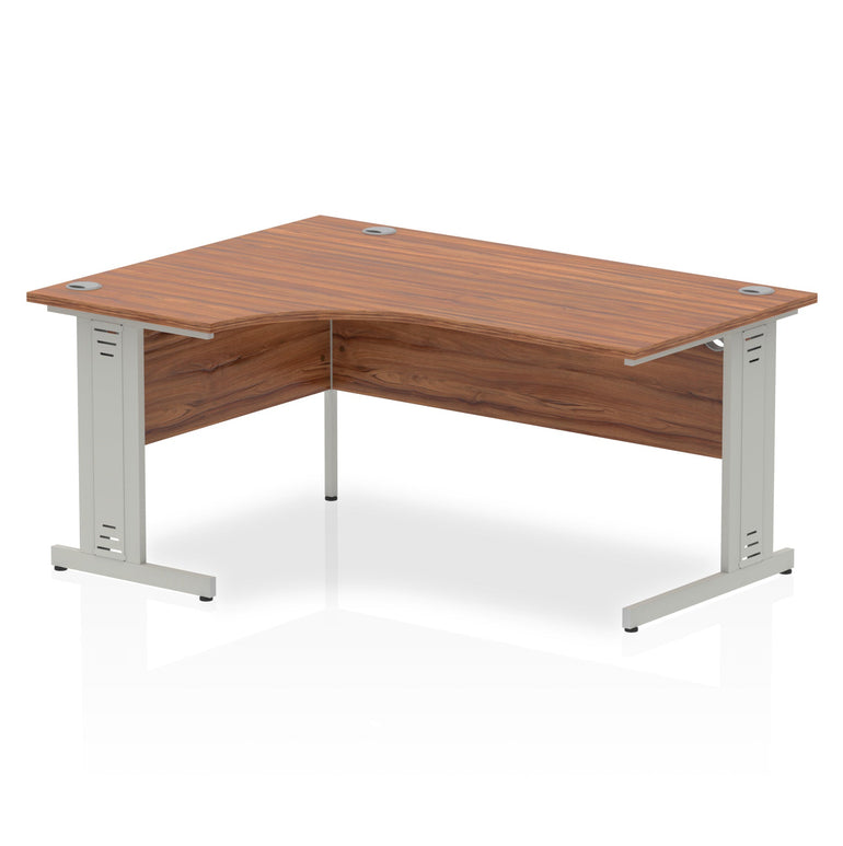 Dynasty Freestanding Corner Desk | Cable Managed Leg | Sturdy & Weather Resistant | 1600mm Left Crescent | Melamine Finish
