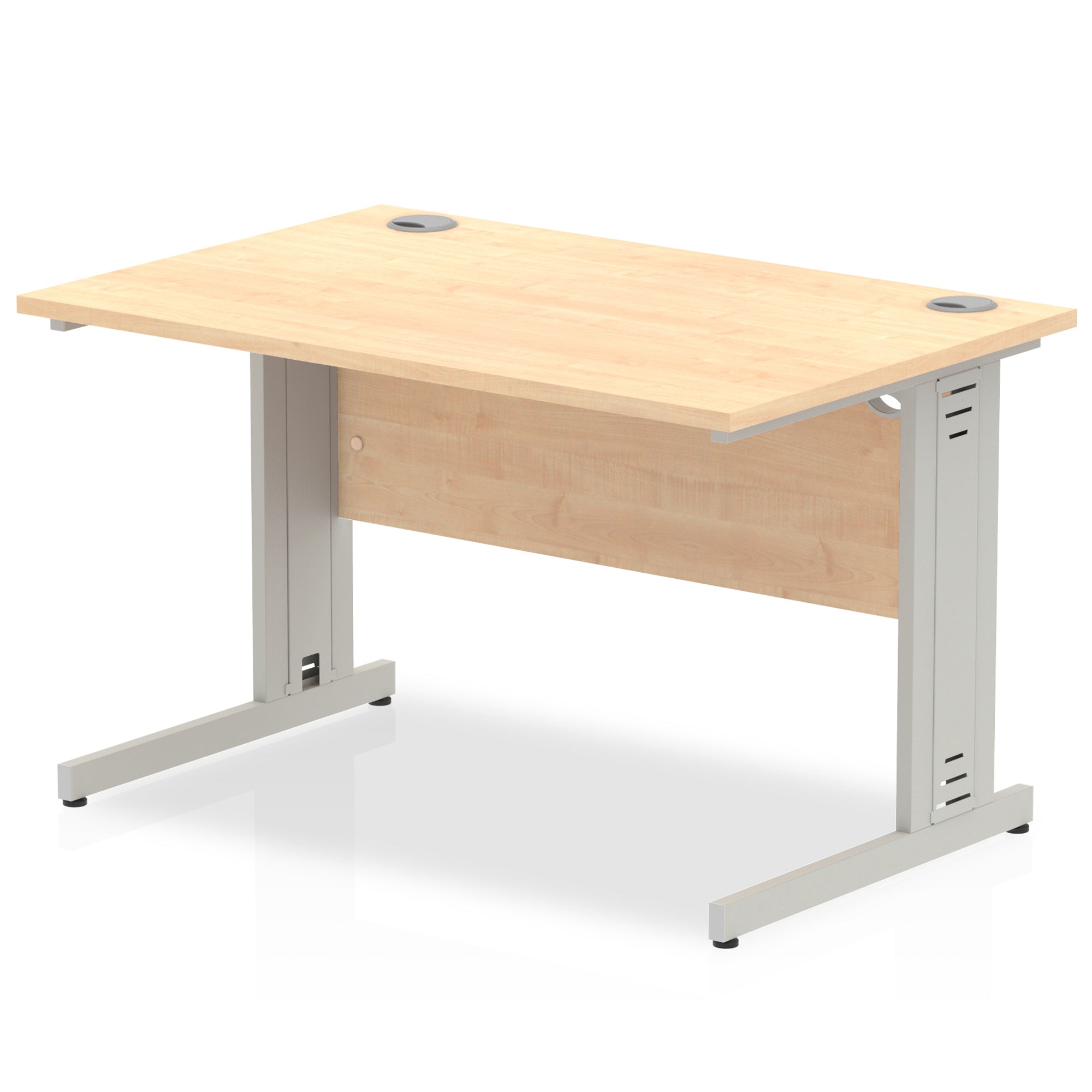 Impulse 1200mm Straight Desk with Cable Managed Leg - MFC Rectangular Table, Self-Assembly, 5-Year Guarantee, Silver/White Frame (1200x800x730mm)