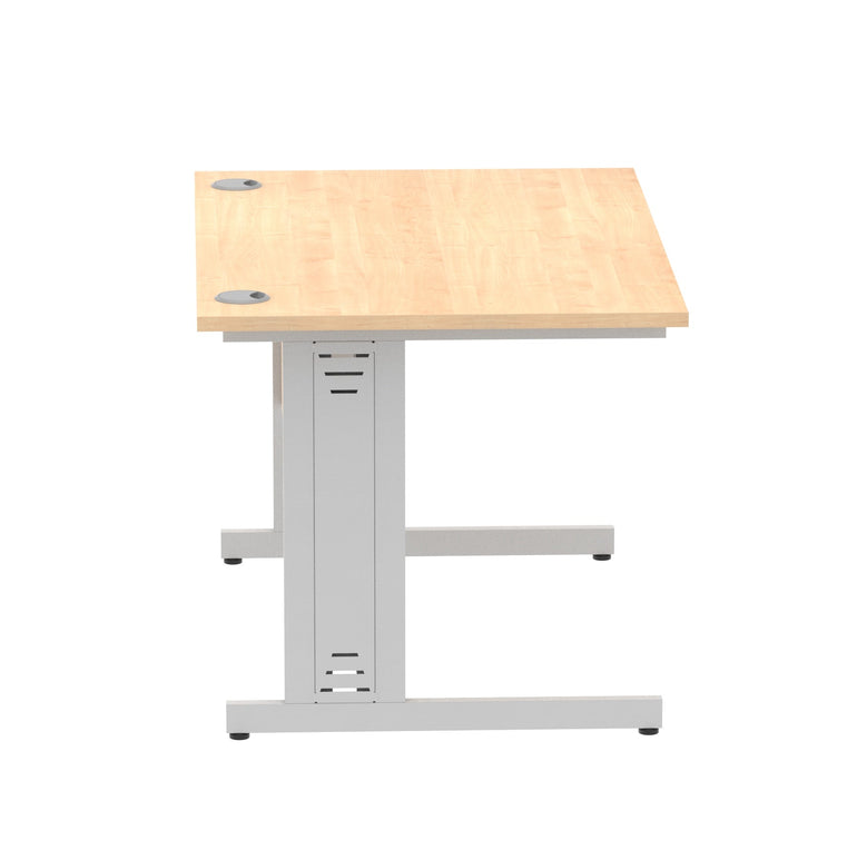 Impulse 1200mm Straight Desk with Cable Managed Leg - MFC Rectangular Table, Self-Assembly, 5-Year Guarantee, Silver/White Frame (1200x800x730mm)