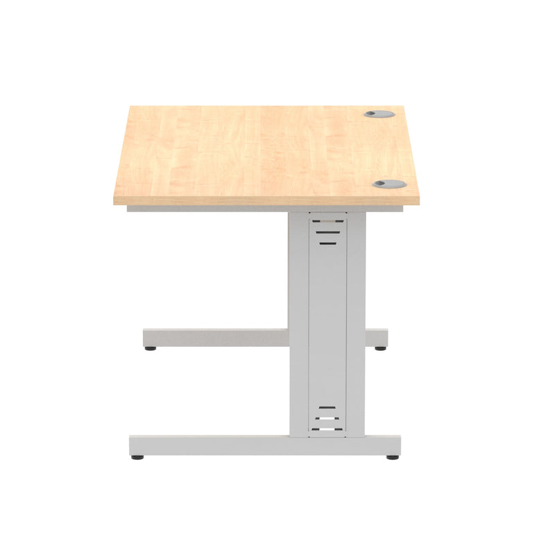 Impulse 1200mm Straight Desk with Cable Managed Leg - MFC Rectangular Table, Self-Assembly, 5-Year Guarantee, Silver/White Frame (1200x800x730mm)