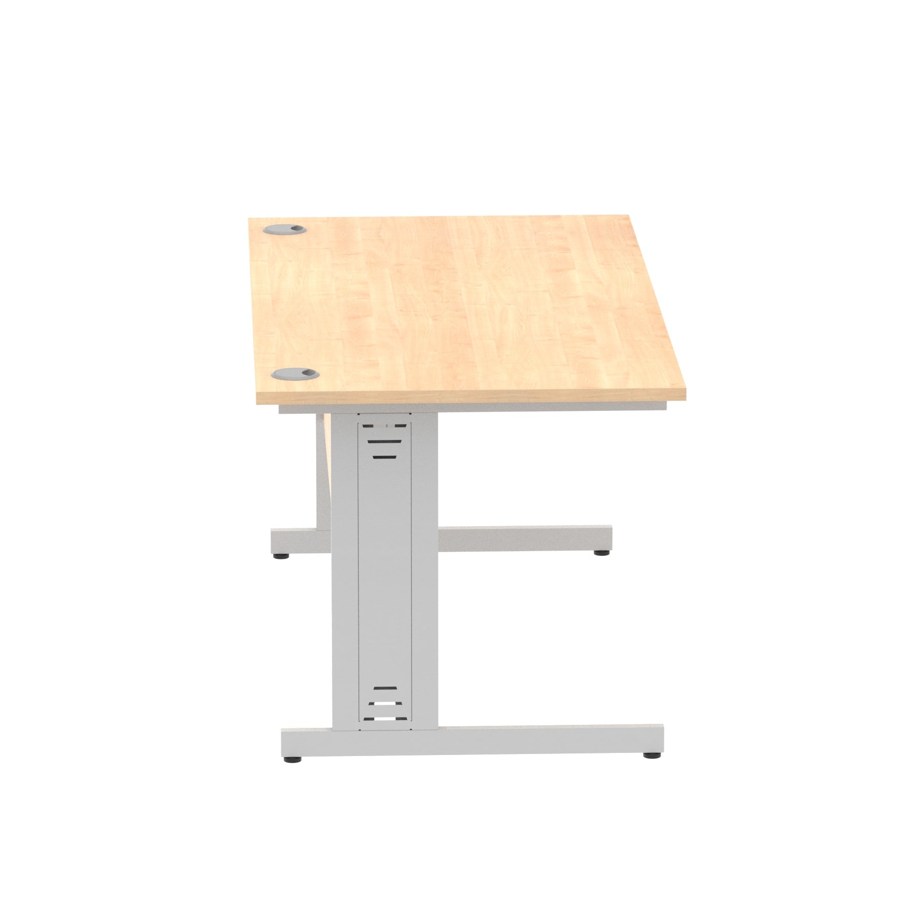 Impulse 1600mm Straight Desk with Cable Managed Leg - MFC Rectangular Table, 1600x800, Silver/White Frame, 5-Year Guarantee