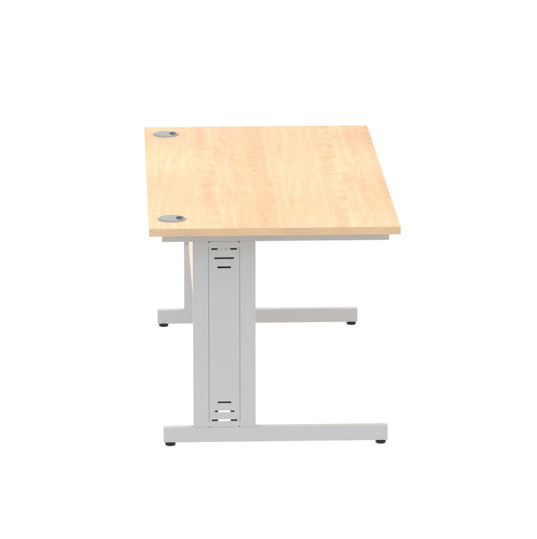 Impulse 1600mm Straight Desk with Cable Managed Leg - MFC Rectangular Table, 1600x800, Silver/White Frame, 5-Year Guarantee