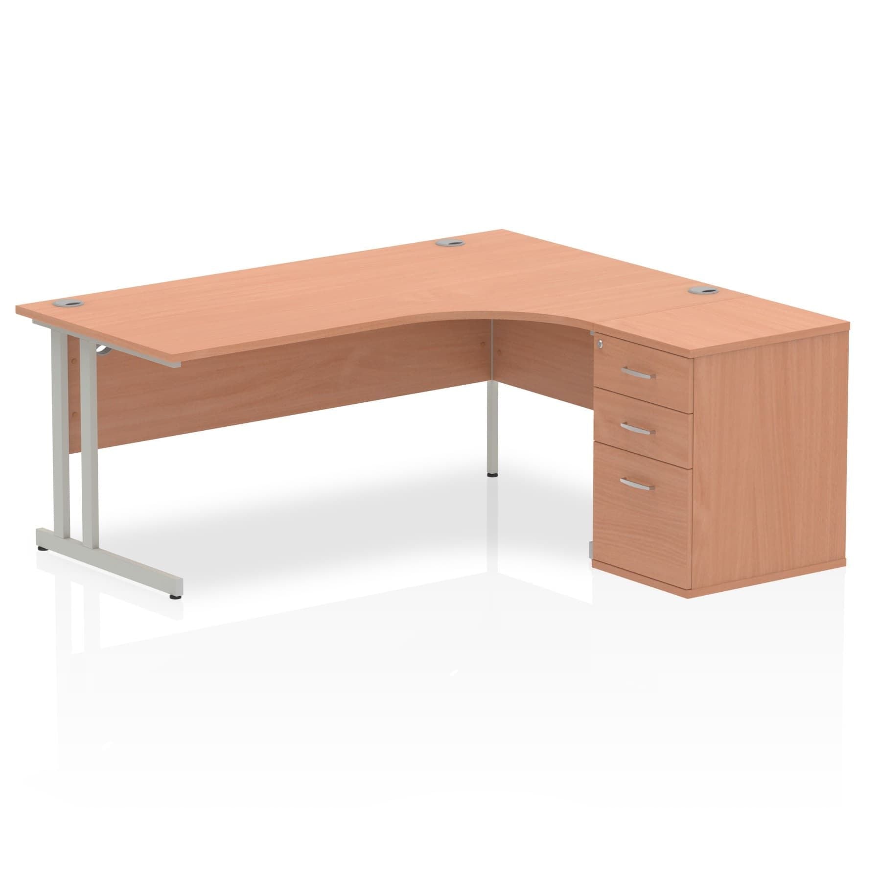 Sturdy 1800mm Freestanding Cantilever Desk with Pedestal | Heat & Weather Resistant Melamine Finish | Dynasty