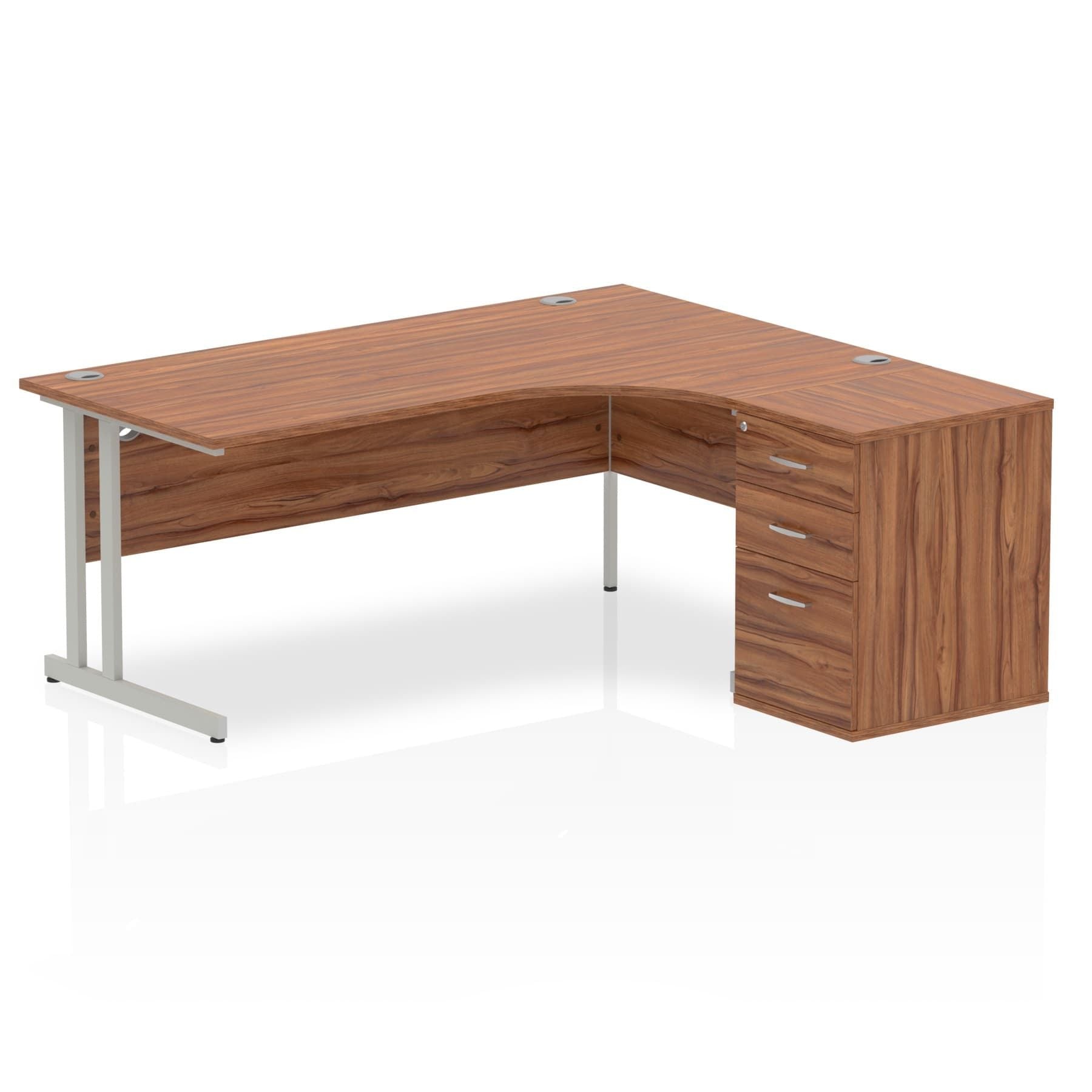 Sturdy 1800mm Freestanding Cantilever Desk with Pedestal | Heat & Weather Resistant Melamine Finish | Dynasty