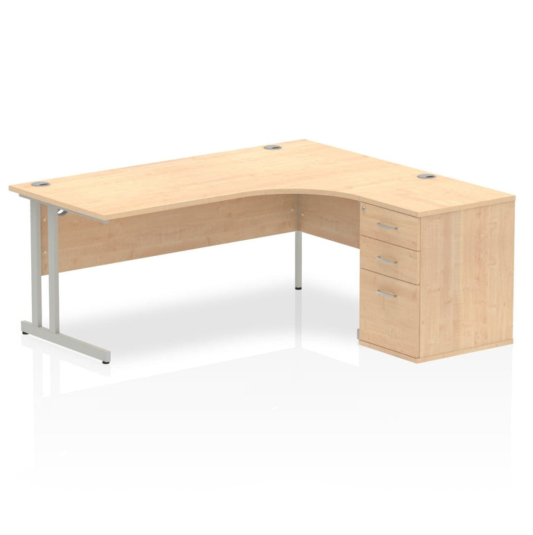 Sturdy 1800mm Freestanding Cantilever Desk with Pedestal | Heat & Weather Resistant Melamine Finish | Dynasty