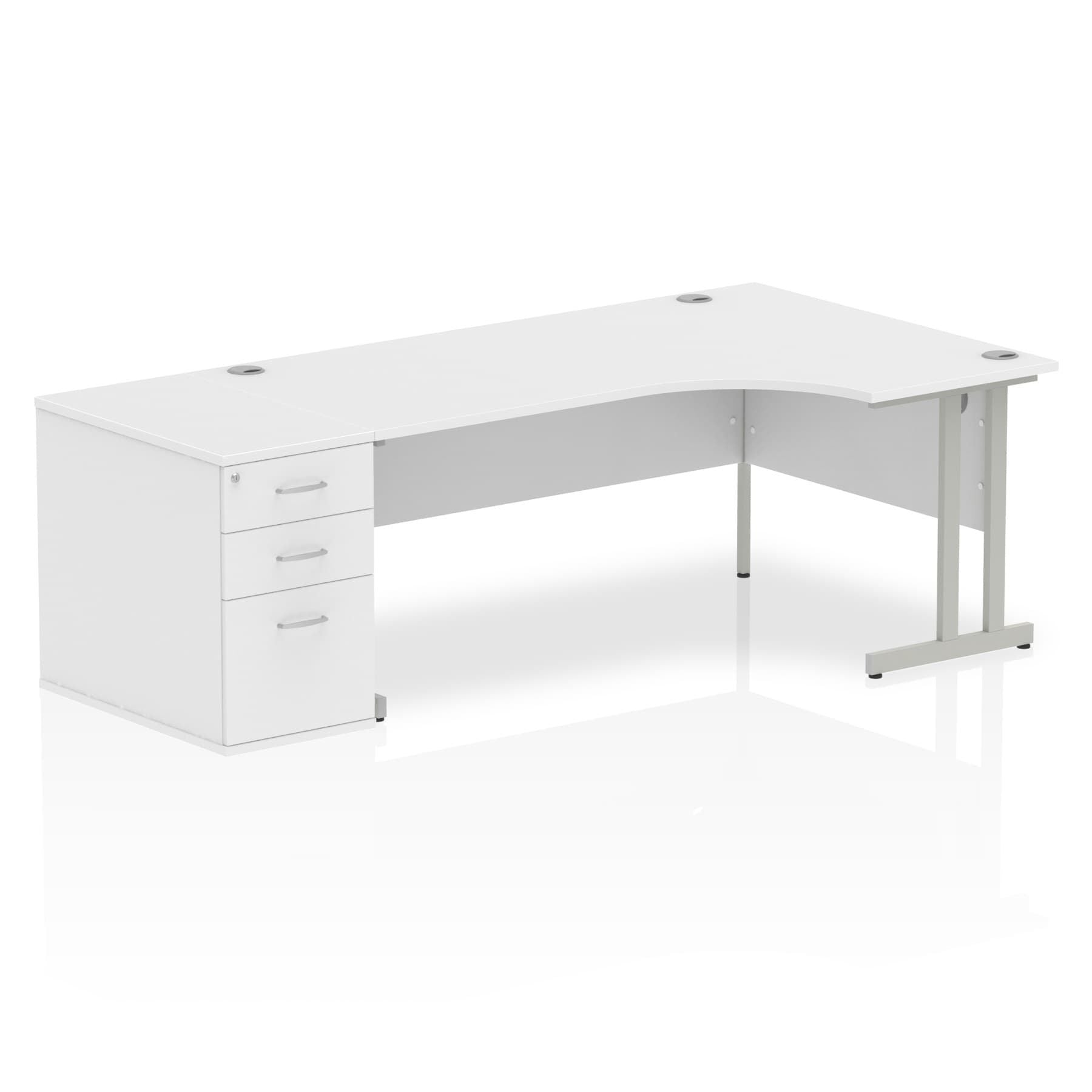 Sturdy 1800mm Freestanding Cantilever Desk with Pedestal | Heat & Weather Resistant Melamine Finish | Dynasty