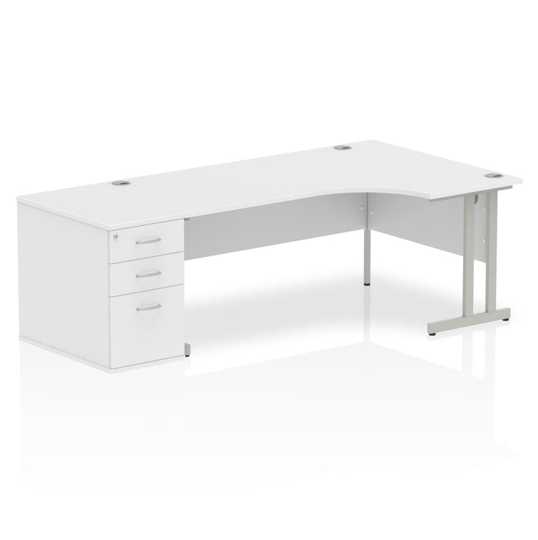 Sturdy 1800mm Freestanding Cantilever Desk with Pedestal | Heat & Weather Resistant Melamine Finish | Dynasty