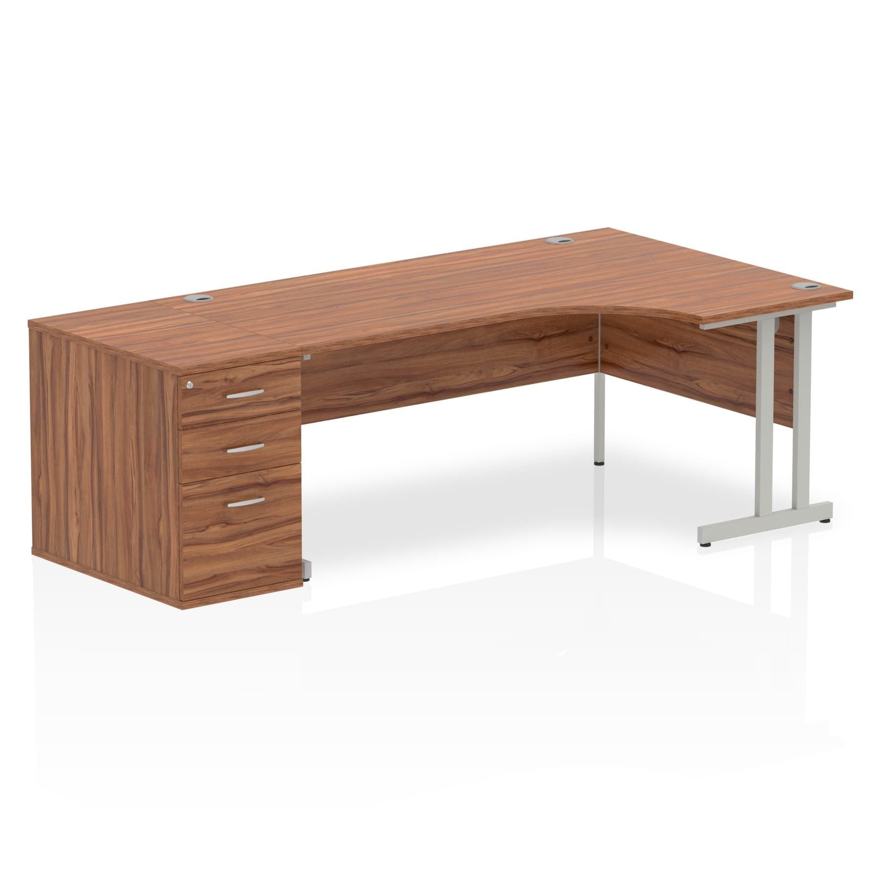 Sturdy 1800mm Freestanding Cantilever Desk with Pedestal | Heat & Weather Resistant Melamine Finish | Dynasty