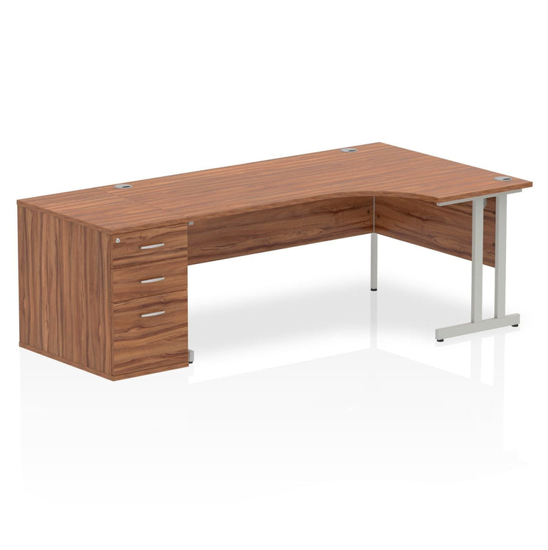 Sturdy 1800mm Freestanding Cantilever Desk with Pedestal | Heat & Weather Resistant Melamine Finish | Dynasty