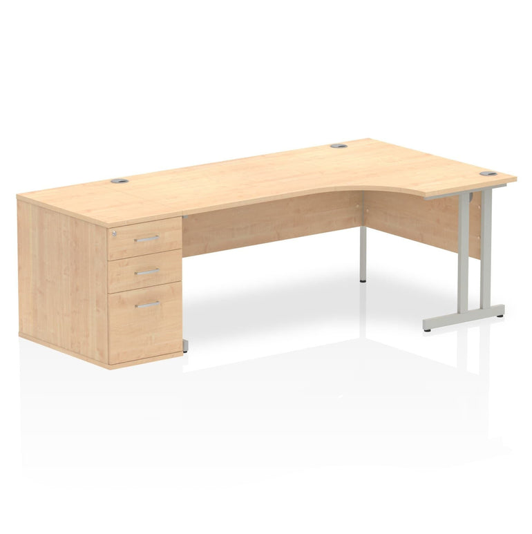 Sturdy 1800mm Freestanding Cantilever Desk with Pedestal | Heat & Weather Resistant Melamine Finish | Dynasty