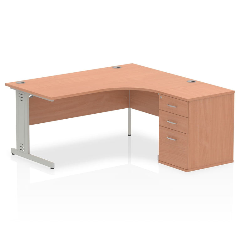 Sturdy Dynasty Freestanding 1600mm Right Crescent Desk with Cable Management and Heat-Resistant Finish