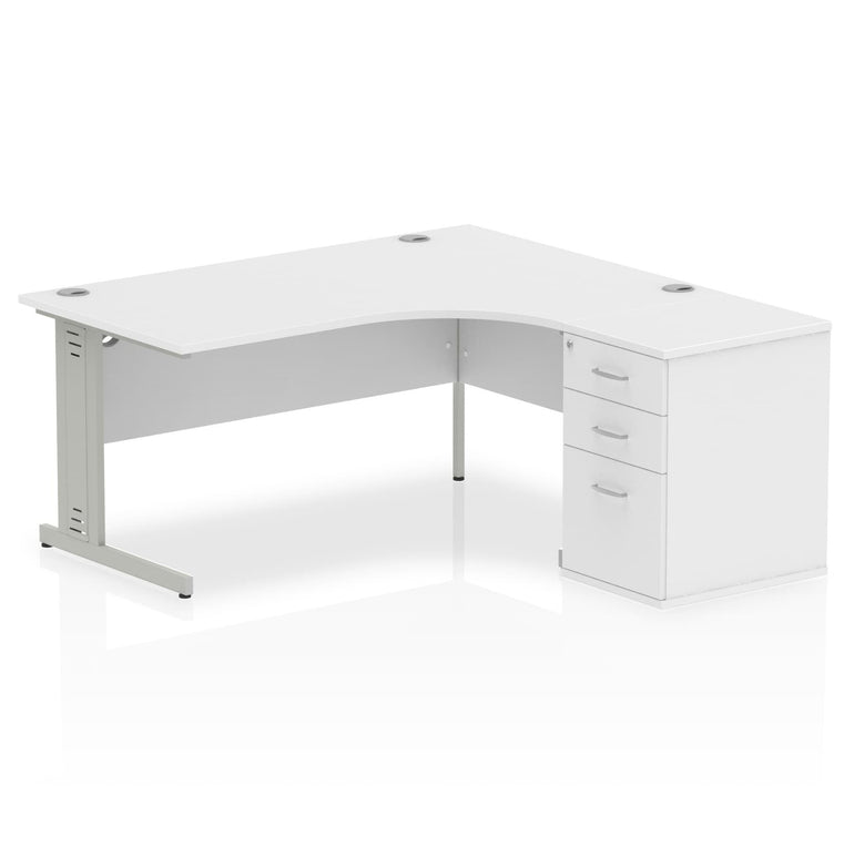 Sturdy Dynasty Freestanding 1600mm Right Crescent Desk with Cable Management and Heat-Resistant Finish