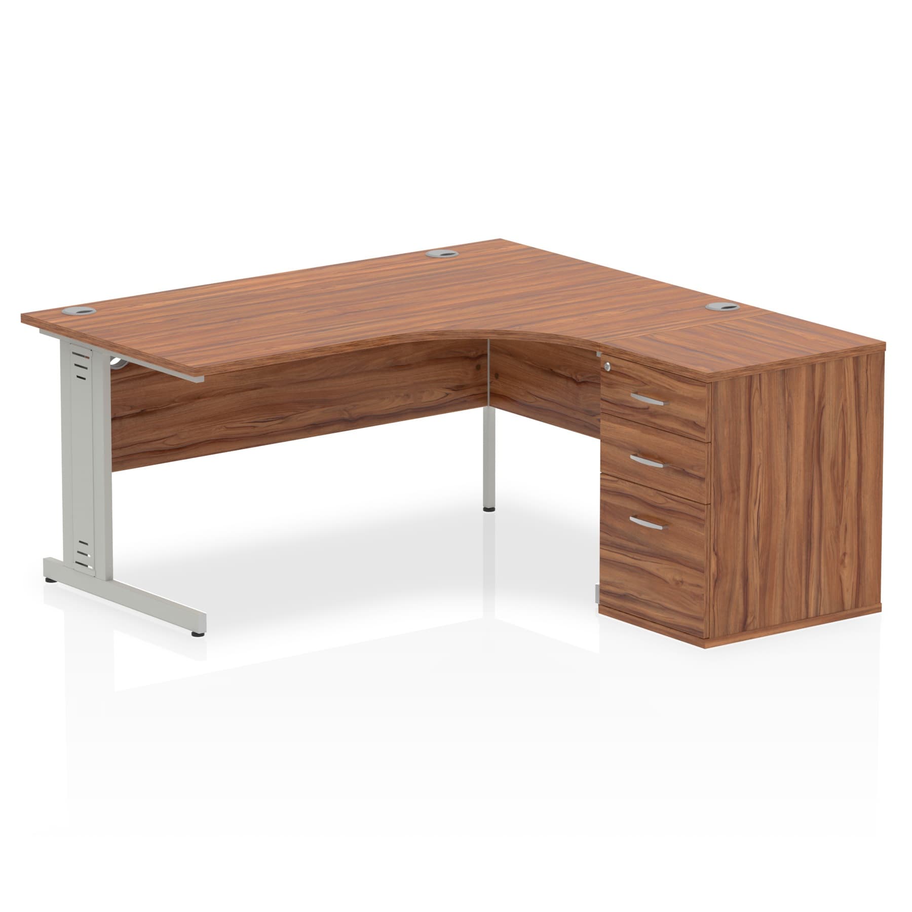 Sturdy Dynasty Freestanding 1600mm Right Crescent Desk with Cable Management and Heat-Resistant Finish