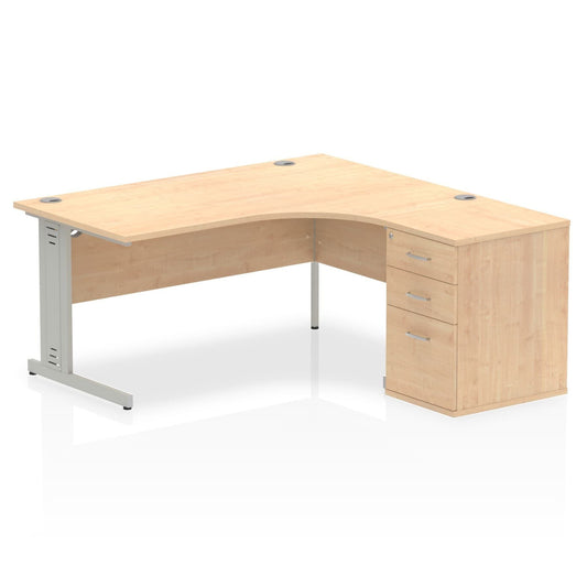 Sturdy Dynasty Freestanding 1600mm Right Crescent Desk with Cable Management and Heat-Resistant Finish
