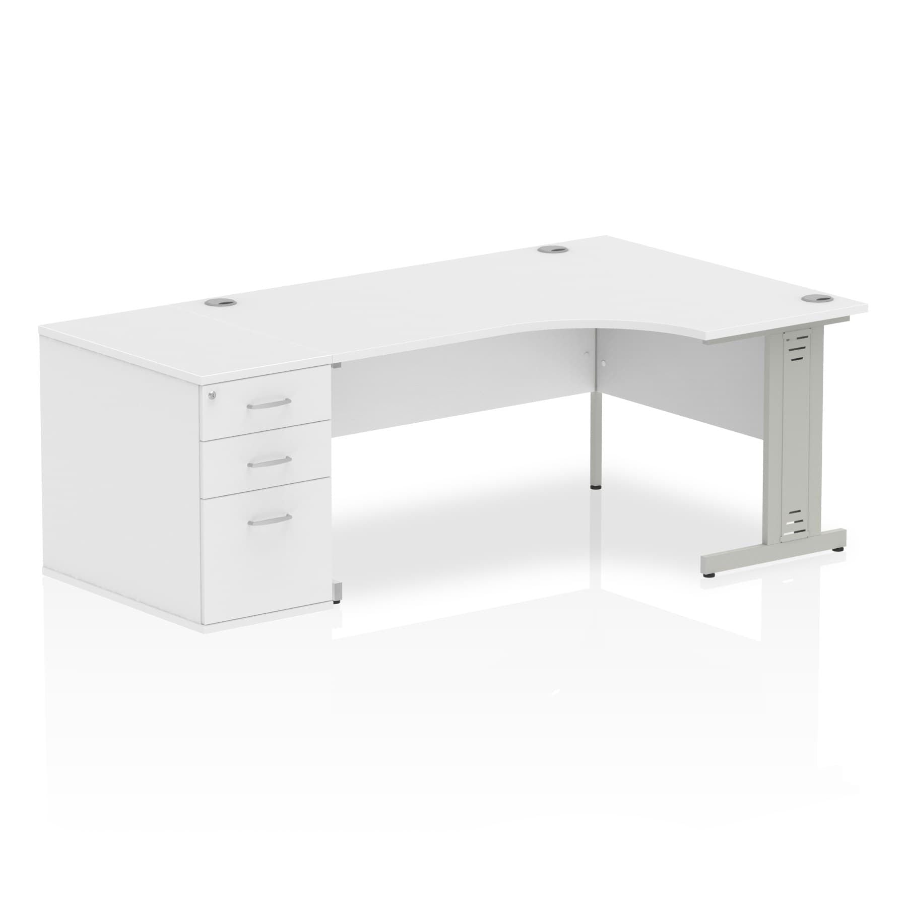 Sturdy Dynasty Freestanding 1600mm Right Crescent Desk with Cable Management and Heat-Resistant Finish