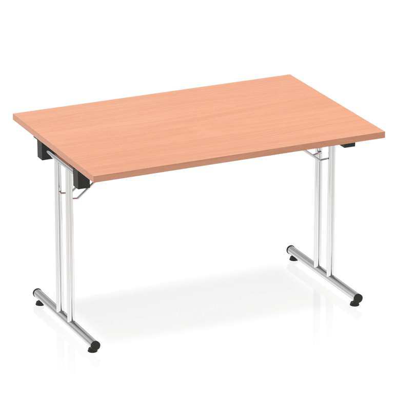 Impulse Folding Rectangle Table - MFC Material, Silver Frame, 1200-1800mm Width, 800mm Depth, 715-730mm Height, 25mm Thickness, 5-Year Guarantee