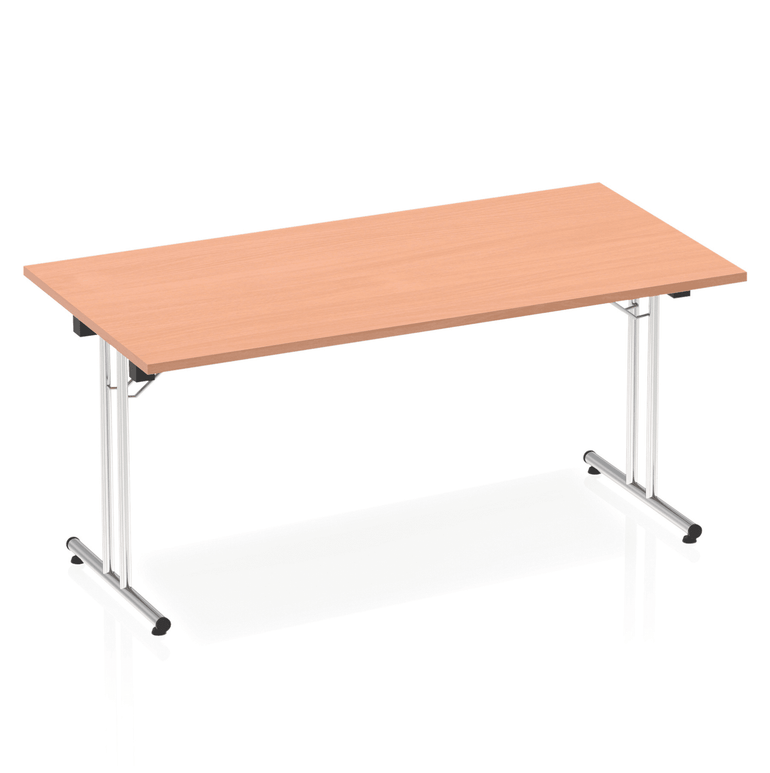 Impulse Folding Rectangle Table - MFC Material, Silver Frame, 1200-1800mm Width, 800mm Depth, 715-730mm Height, 25mm Thickness, 5-Year Guarantee