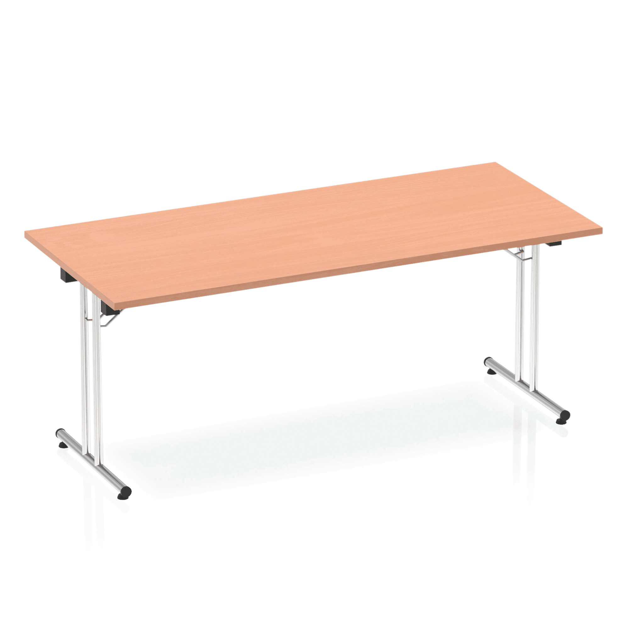 Impulse Folding Rectangle Table - MFC Material, Silver Frame, 1200-1800mm Width, 800mm Depth, 715-730mm Height, 25mm Thickness, 5-Year Guarantee