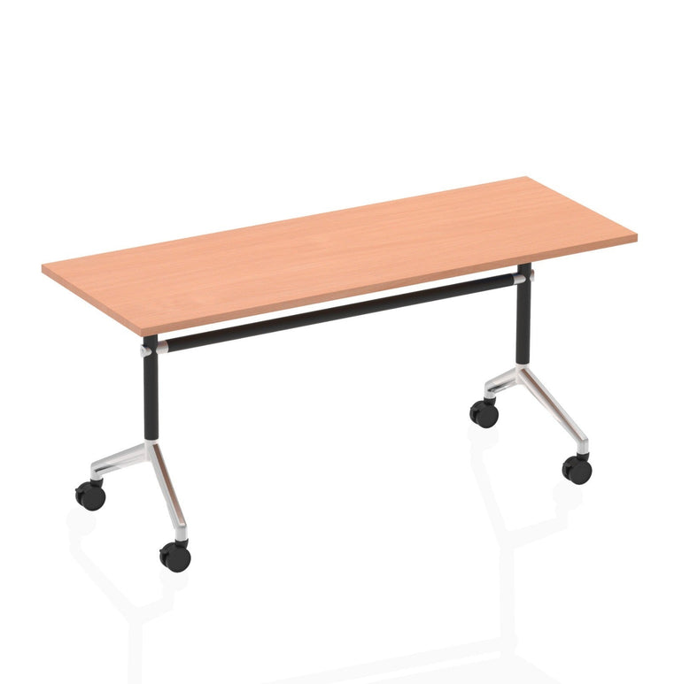 Impulse Flip Top Table - Rectangular MFC, Self-Assembly, 1600x800 or 1800x800, Silver Frame, 5-Year Guarantee - Ideal for Office & Home Use
