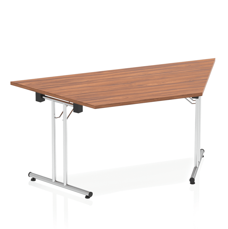 Impulse Folding Trapezium Table 1600x800mm - MFC Material, Silver Frame, Self-Assembly, 5-Year Guarantee - Ideal for Office & Home Use