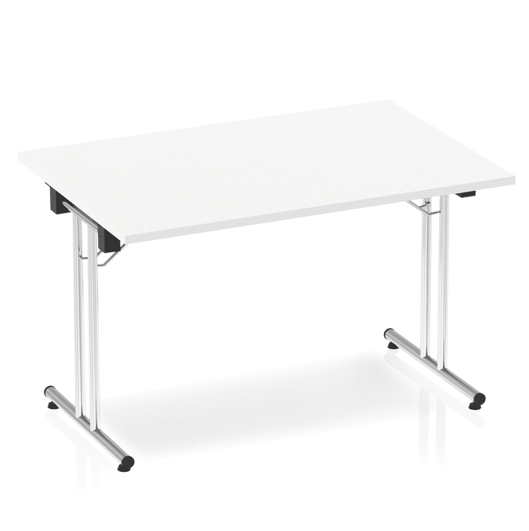 Impulse Folding Rectangle Table - MFC Material, Silver Frame, 1200-1800mm Width, 800mm Depth, 715-730mm Height, 25mm Thickness, 5-Year Guarantee