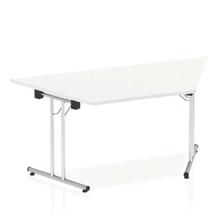 Impulse Folding Trapezium Table 1600x800mm - MFC Material, Silver Frame, Self-Assembly, 5-Year Guarantee - Ideal for Office & Home Use