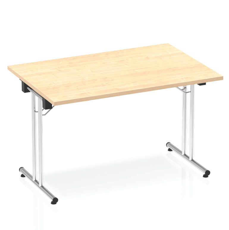 Impulse Folding Rectangle Table - MFC Material, Silver Frame, 1200-1800mm Width, 800mm Depth, 715-730mm Height, 25mm Thickness, 5-Year Guarantee