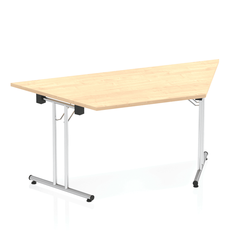 Impulse Folding Trapezium Table 1600x800mm - MFC Material, Silver Frame, Self-Assembly, 5-Year Guarantee - Ideal for Office & Home Use