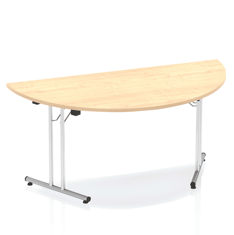 Impulse 1600x800 Semi-Circle Folding Table - MFC Material, Silver Frame, Self-Assembly, 5-Year Guarantee