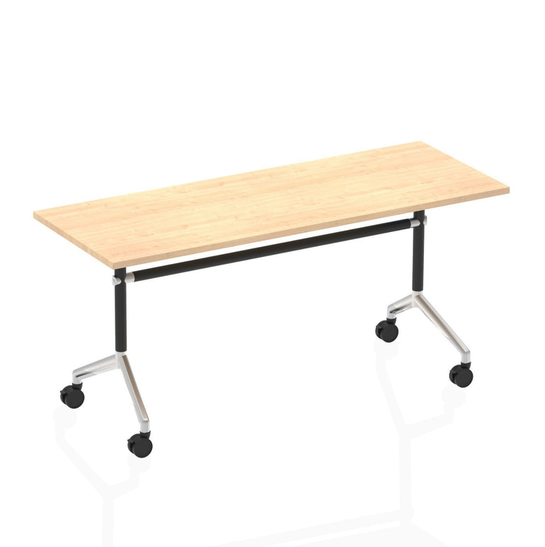 Impulse Flip Top Table - Rectangular MFC, Self-Assembly, 1600x800 or 1800x800, Silver Frame, 5-Year Guarantee - Ideal for Office & Home Use