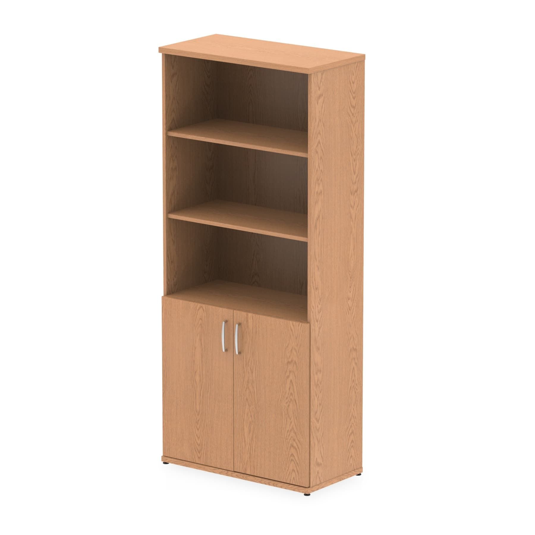 Impulse Open Shelves Cupboard - 800x400x2000mm, MFC Material, Self-Assembly, 5-Year Guarantee, 3 Adjustable Shelves, Lockable Doors