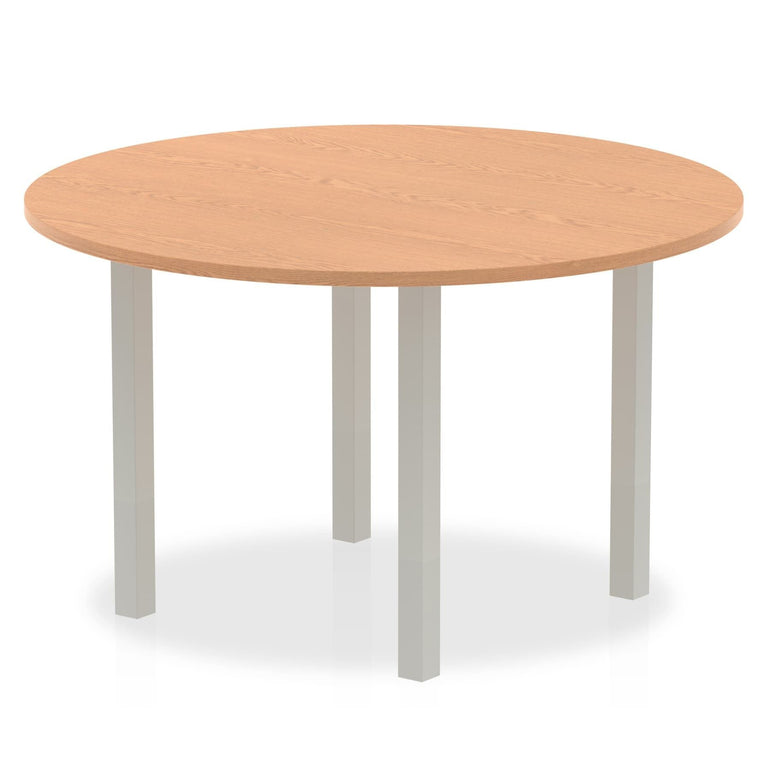 Impulse Round Table with Post Leg - 1000x1000 or 1200x1200 MFC Top, 5-Year Guarantee, Self-Assembly, Multiple Frame Colors