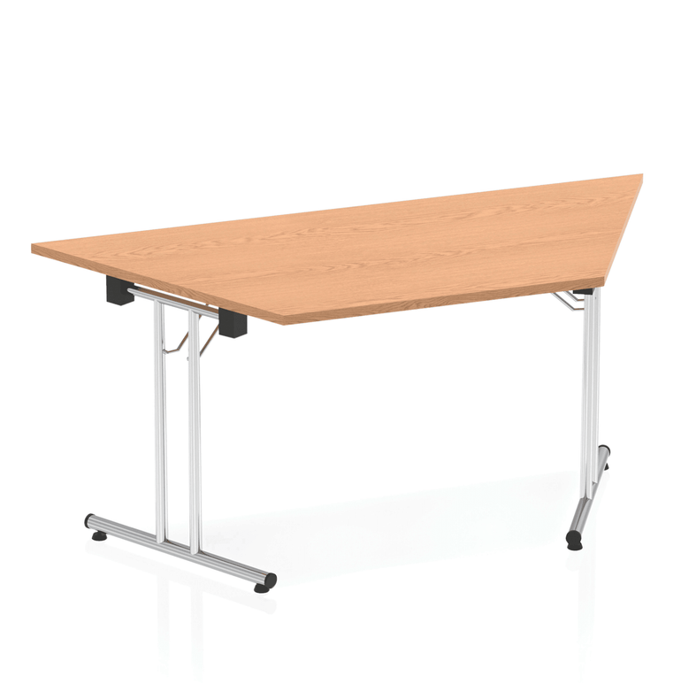 Impulse Folding Trapezium Table 1600x800mm - MFC Material, Silver Frame, Self-Assembly, 5-Year Guarantee - Ideal for Office & Home Use