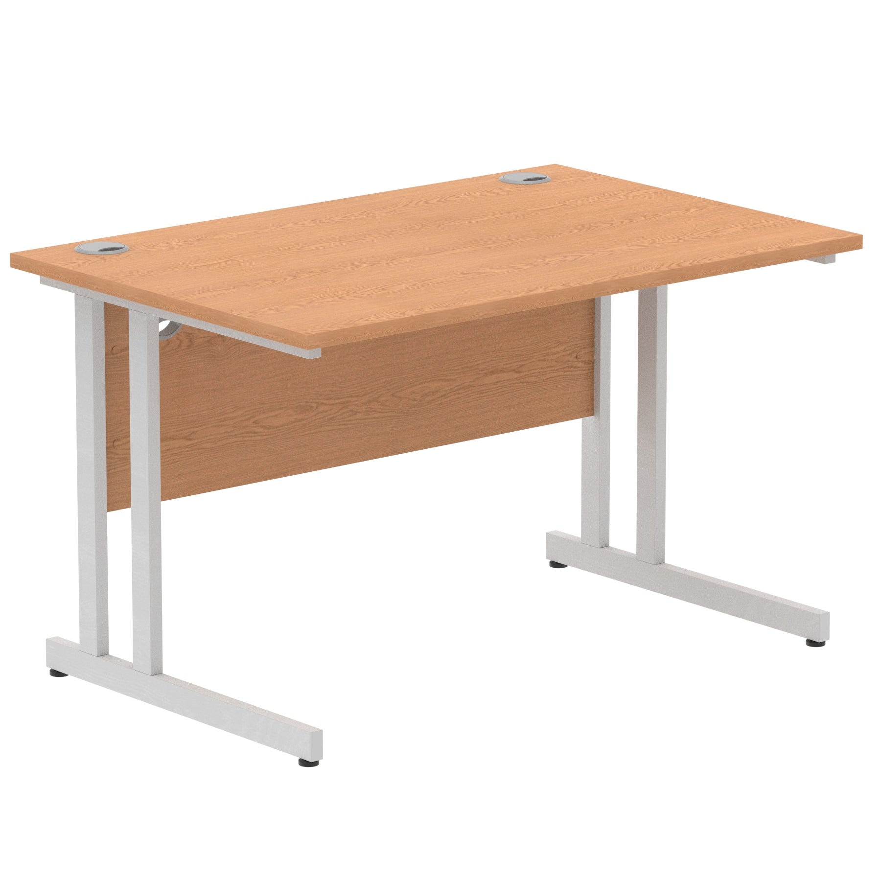 Impulse 1200mm Straight Desk Cantilever Leg - MFC Rectangular Table, Self-Assembly, 5-Year Guarantee, Silver/White/Black Frame, 1200x800 Top