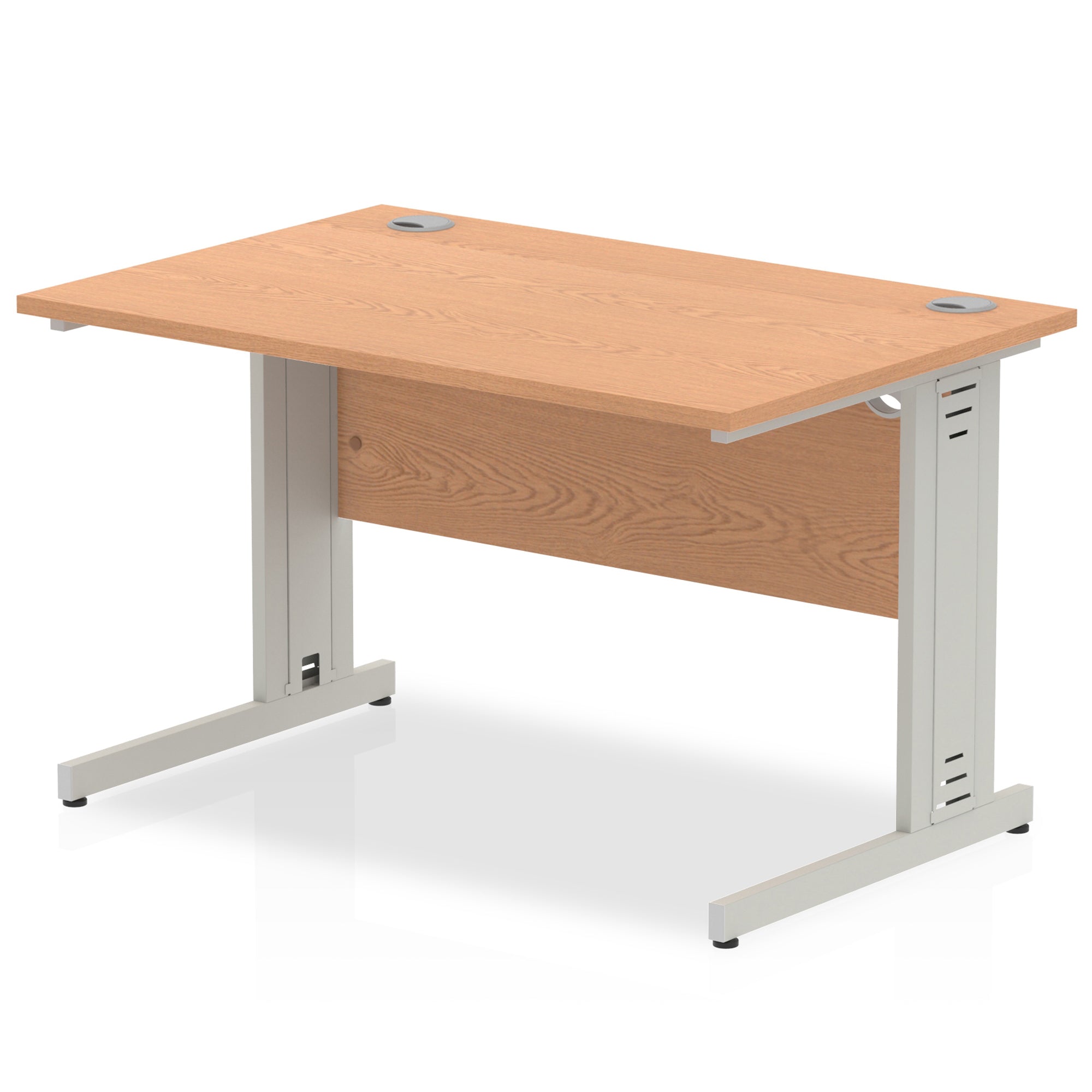 Impulse 1200mm Straight Desk with Cable Managed Leg - MFC Rectangular Table, Self-Assembly, 5-Year Guarantee, Silver/White Frame (1200x800x730mm)