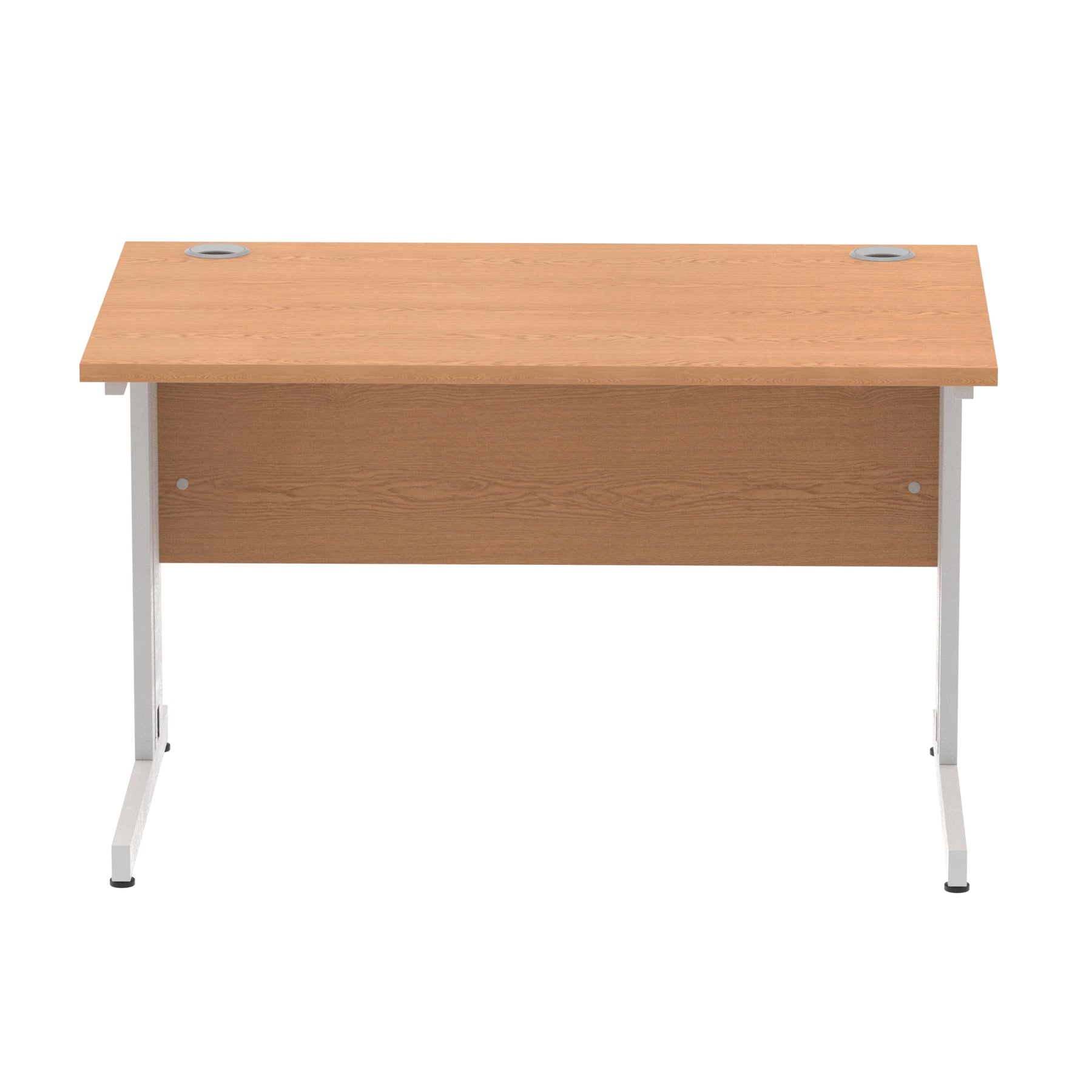 Impulse 1200mm Straight Desk with Cable Managed Leg - MFC Rectangular Table, Self-Assembly, 5-Year Guarantee, Silver/White Frame (1200x800x730mm)