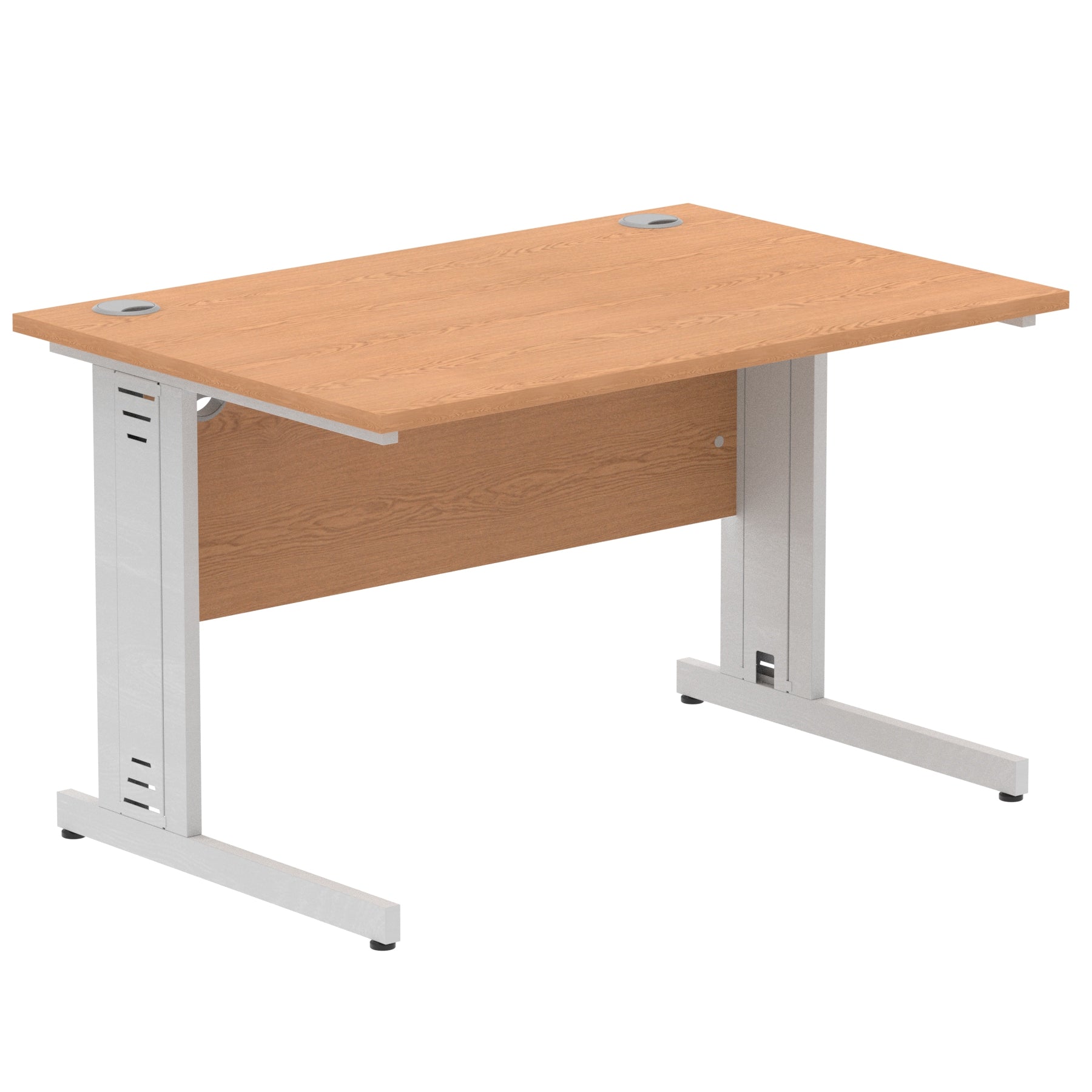 Impulse 1200mm Straight Desk with Cable Managed Leg - MFC Rectangular Table, Self-Assembly, 5-Year Guarantee, Silver/White Frame (1200x800x730mm)