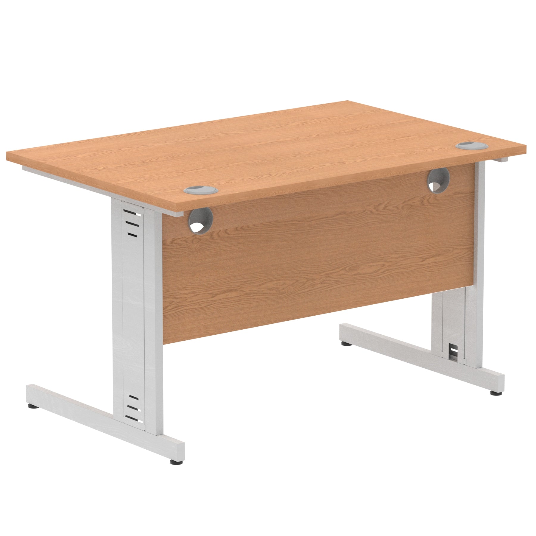 Impulse 1200mm Straight Desk with Cable Managed Leg - MFC Rectangular Table, Self-Assembly, 5-Year Guarantee, Silver/White Frame (1200x800x730mm)