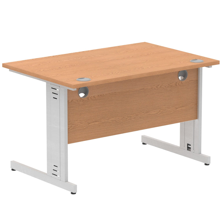 Impulse 1200mm Straight Desk with Cable Managed Leg - MFC Rectangular Table, Self-Assembly, 5-Year Guarantee, Silver/White Frame (1200x800x730mm)