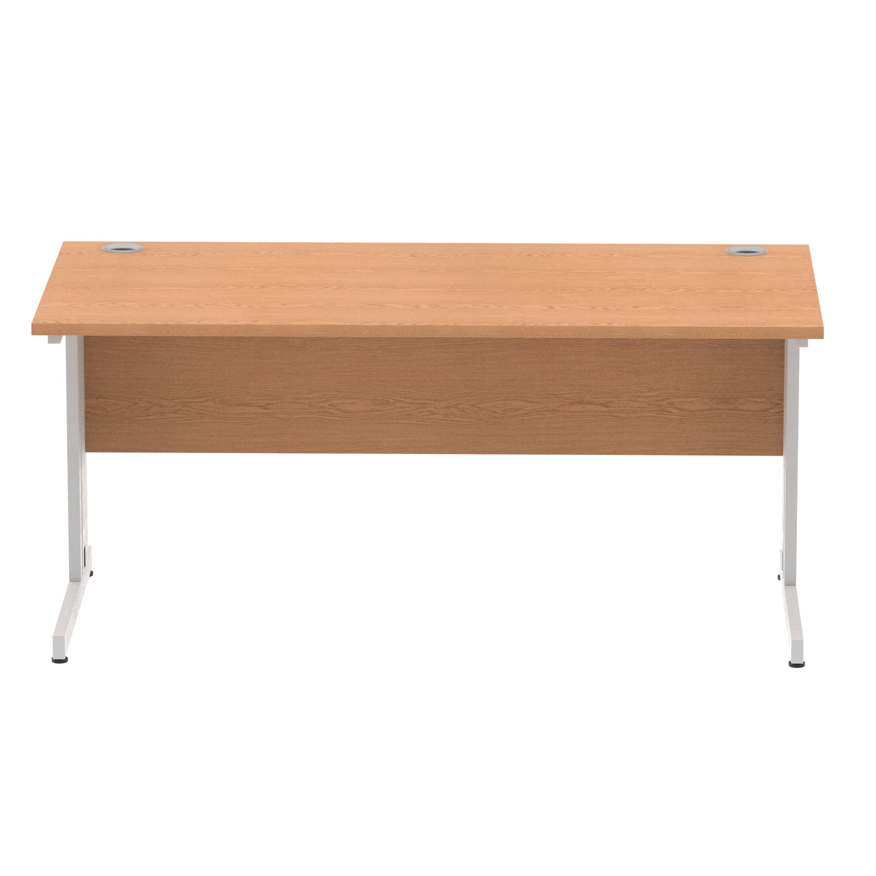 Impulse 1600mm Straight Desk with Cable Managed Leg - MFC Rectangular Table, 1600x800, Silver/White Frame, 5-Year Guarantee