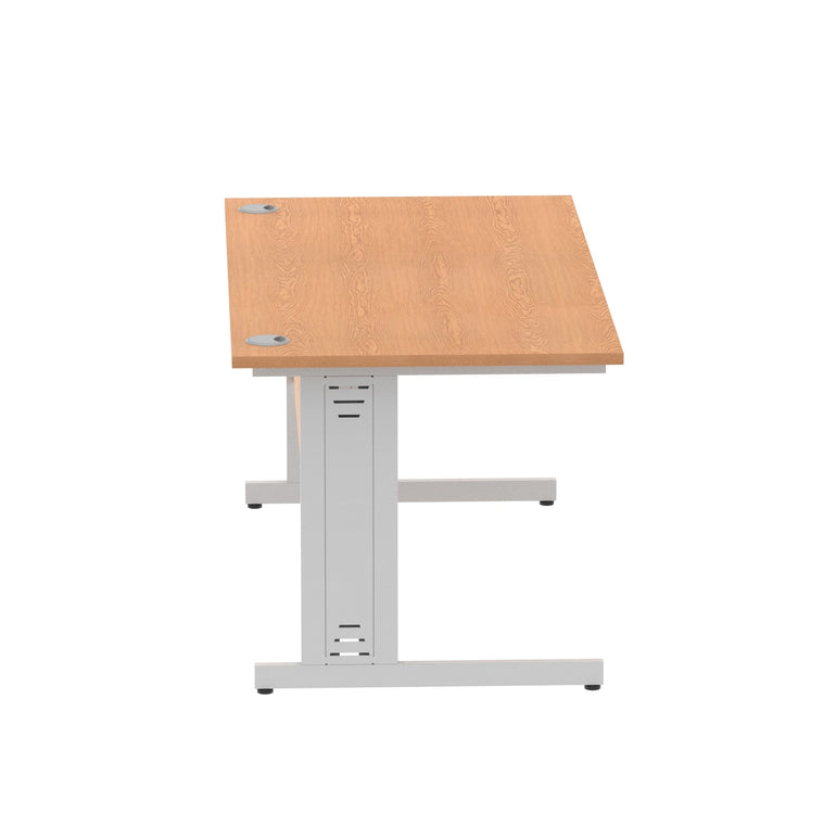 Impulse 1600mm Straight Desk with Cable Managed Leg - MFC Rectangular Table, 1600x800, Silver/White Frame, 5-Year Guarantee
